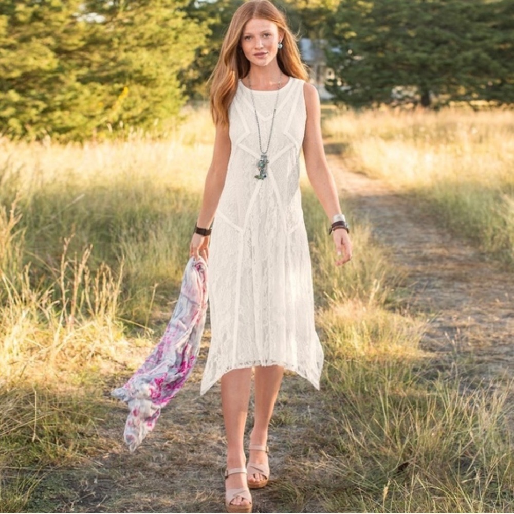 * SOLD* Sundance Language of Love Midi Dress Ecru Cream XL - Picture 8 of 8